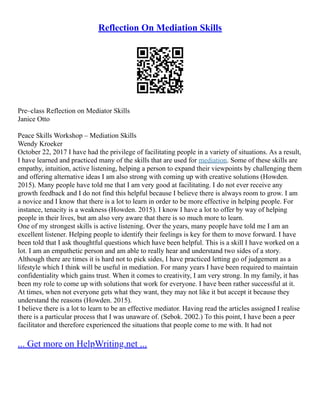 Mediation Questions Examples Peer Mediation | PDF