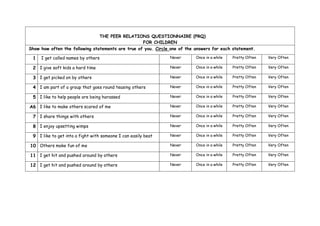 Method in a nutshell
 (Optional) At the beginning of the project, translate and answer the mini-questionnaire, scan and email the answers.
 Take four hours per month to run the project, two months for each topic.
 Introduce the topic to your class.
 Watch the videos (on YouTube):
Video Topic
UNICEF Marciano Accepting diversity
BULLY (A Sort Animation film) Dealing with bulling
Unfairy Tales: Malak and the boat / UNICEF Accepting ethnic diversity – reflecting on war and refugees
Unfairy Tales: The story of Ivine and Pillow / UNICEF
Diability and Child Protection /UNICEF Accepting disability
Note: Please watch a video before you introduce it to your class to verify its quality and relativity with the topic, as
long as with educational needs and aims. Reject and/or replace any of the videos you find unsuitable or
inappropriate.
 Listen to the children’s relevant stories – Discuss – Write the stories.
 Use the Sheets to create the comics. Original children’s stories may contribute to the scenarios
 Share material.
 Co-decide with your pupils whether to run additional activities on the topic.
 Proceed to the next topic.
 By the end of the school year, answer the mini-questionnaire again, scan and email the answers.
 