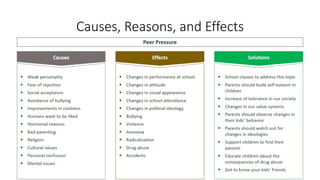 Causes, Reasons, and Effects
 