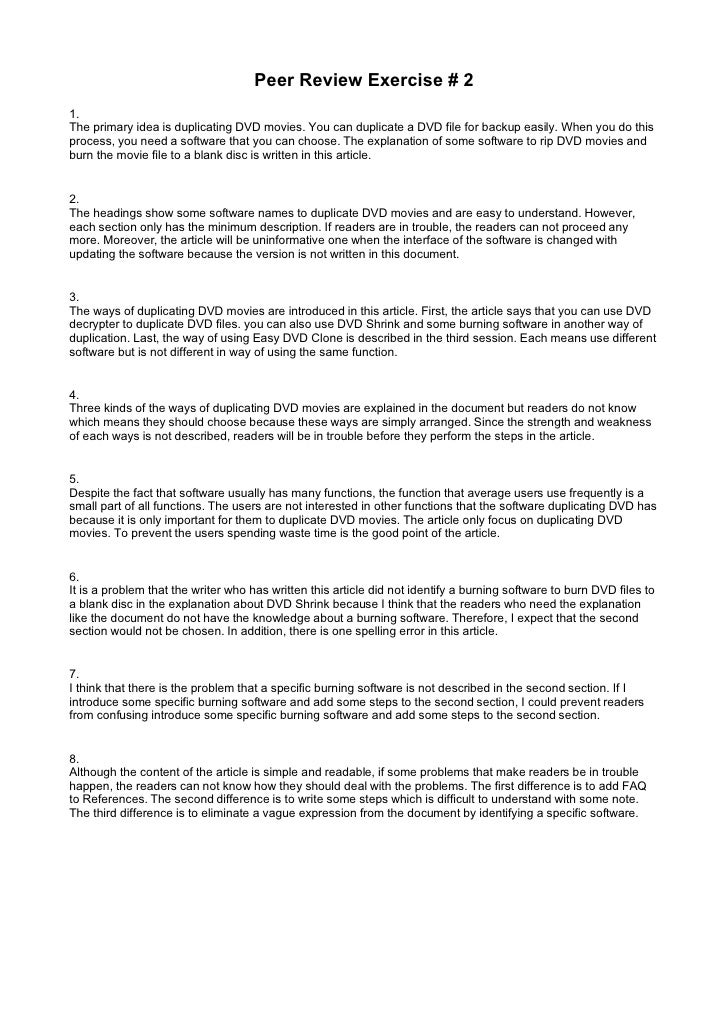 Peer Review Exercise 2 Peer Review Exercise 2