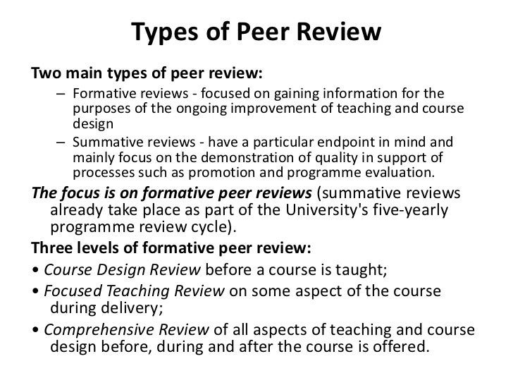 Types Of Peer Review Review