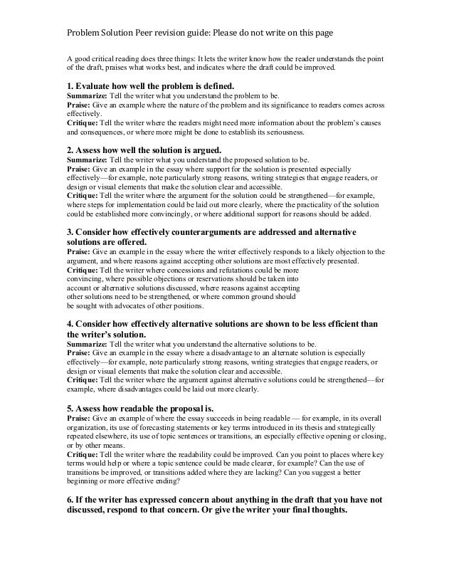 Peer review problem solution