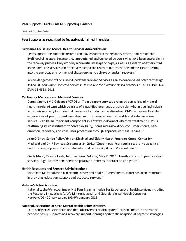Peer Support Quick Guide 2016