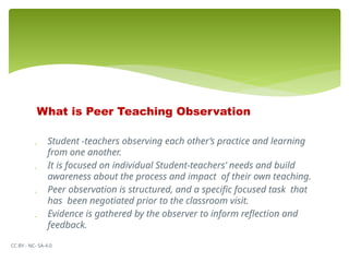 Peer Teaching Observations During School Internship | PPTX