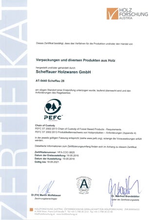 Pefc Zertifizierung Scheffauer Holzwaren