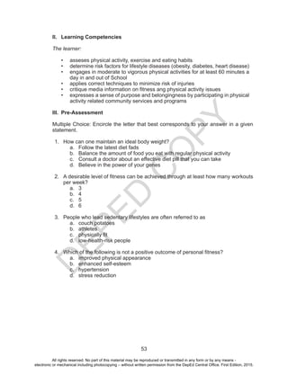 MAPEH (PE - Active Recreation (Fitness)) | PDF