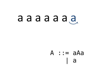 a a a a a a a
A ::= aAa
| a
 
