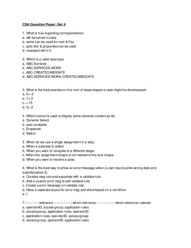 CSA Online Tests