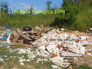 Pegada Ecológica 10ºB



             O que nós poluímos


                      Trabalho realizado por:
                      João Janeiro
                      Luís Soares
                      Rogério Napier
 