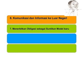 6. Komunikasi dan Informasi ke Luar Negeri 7. Menerbitkan Obligasi sebagai Suntikan Model baru 