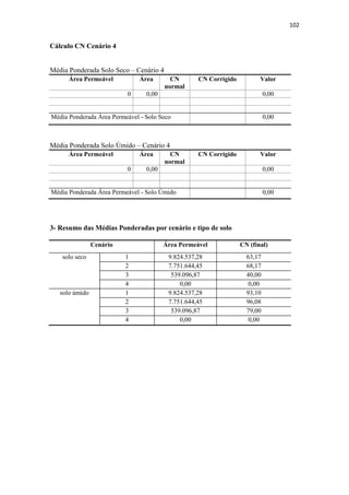 99 
RONDON LIMA, E. B. N. (Coord.). Estudo Integrado para Gestão Urbana da Bacia do 
Rio Cuiabá (GESBAC). Relatório Final de Atividades – Projeto de Pesquisa. 2004. 
ROSS, J. L. S. Geomorfologia: ambiente e planejamento. 2ed. São Paulo: Contexto, 
2008. 
ROSSET, F. Procedimentos metodológicos para estimativa do Índice de Áreas 
Verdes Públicas. Estudo de Caso: Erechim-RS. Dissertação(Mestrado em Ecologia e 
Recursos Naturais) –Universidade Federal de São Carlos, São Paulo, 2005. 
SCHULTZ, B.; VLOTMAN, W. F.; WONG, T. Integration of drainage, water quality 
and flood management in rural, urban and lowland areas. In: Irrigation and Drainage. 
v. 56, 2007.166-177 p. 
SILVA, E. A.; SILVA, R. S. Ecotécnicas urbanas e regeneração ambiental das cidades. 
In: XIII Encontro Nacional de tecnologia do Ambiente Construído - ENTAC-2010, 
Canelas-RS. Out. 2010. 
SILVA, J. M., et al. Geoprocessamento Aplicado a Análise Integrada do Uso da Terra e 
Qualidade de Água na Microbacia do Rio Preto – Rondônia. In: Caminhos de 
Geografia. Uberlândia, v. 11, n. 34, 2010. 
SILVA, J. X.; ZAIDAN, R. T. Geoprocessamento e análise ambiental: aplicações. 
3.ed. Rio de Janeiro: Bertrand, 2009. 
VILARINO NETO, C. S. A Metropolizção Regional. Formação e consolidação da 
rede urbana do estado de Mato Grosso. Cuiabá: EdUFMT, 2009. 
XIANGYANG, Xu; TIANYI, Xu. Simulation of Stormwater Flooding Processes in 
Urban Basin. In: Power and Energy Engineering Conference, APEECC -Asia 
Pacific. 2009. Disponível em:  
http://ieeexplore.ieee.org/stamp/stamp.jsp?arnumber=04918757. Acesso: 17 abr. 2011. 
 