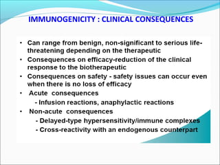 IMMUNOGENICITY : CLINICAL CONSEQUENCES
 