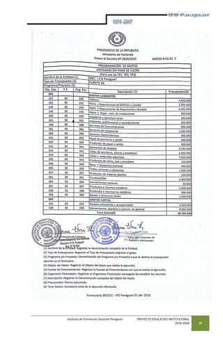 Instituto de Formación Docente Paraguarí PROYECTO EDUCATIVO INSTITUCIONAL
2016-2020 35
 