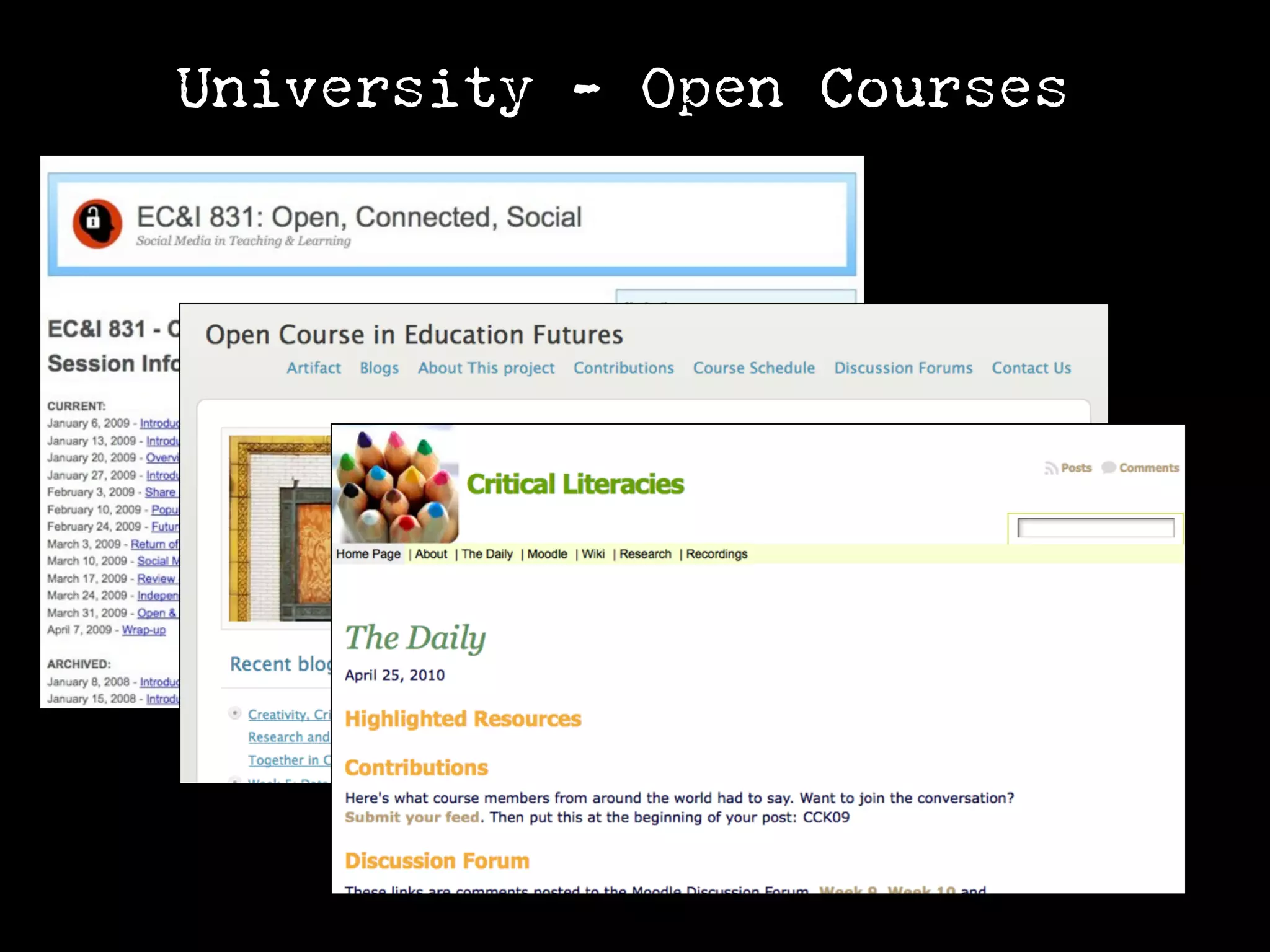 University - Open Courses
 