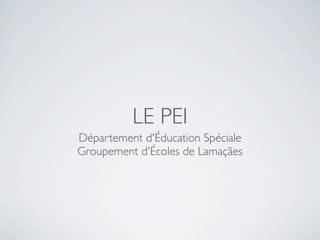 LE PEI
Département d'Éducation Spéciale
Groupement d'Écoles de Lamaçães
 