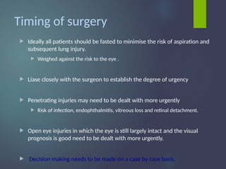 ANAESTHESIA FOR PENETRATING EYE INJURIES | PPTX