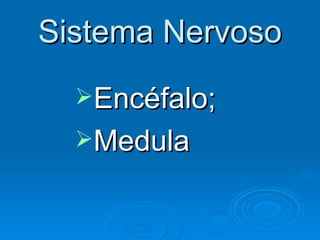 Sistema Nervoso Encéfalo; Medula 