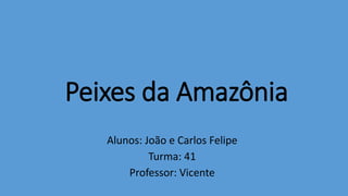 Peixes da Amazônia
Alunos: João e Carlos Felipe
Turma: 41
Professor: Vicente
 