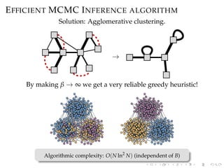 EFFICIENT MCMC INFERENCE ALGORITHM
Solution: Agglomerative clustering.
→
By making β → ∞ we get a very reliable greedy heu...