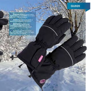GU920

 ES Guantes: Modelo de guante clásico.
Permite conservar la movilidad de los dedos.
Válido para todas las ocasiones.
 EN Gloves: Universal classic model of
gloves recommended for all occasions.
RU




 PT Luvas: Modelo de luva clássica.
Permite conservar a mobilidade dos dedos.
Válido para todas as ocasiões.
 