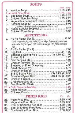 Peking  Bistro  Lunch  Menu