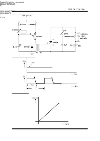 Power Electronics Lab manual
CIRCUIT DIAGRAM: -
R1
IDEAL WAVEFORMS: -
IDEAL GRAPH: -
`
- 29 -
DEPT. OF ECE,KSSEM
 