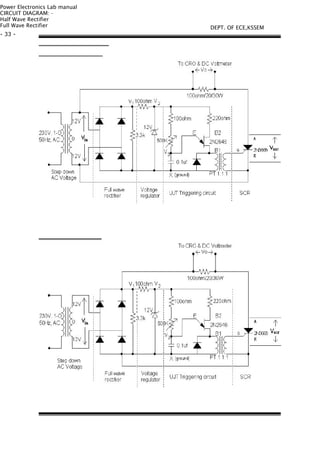 Power Electronics Lab manual
CIRCUIT DIAGRAM: -
Half Wave Rectifier
Full Wave Rectifier
- 33 -
DEPT. OF ECE,KSSEM
 