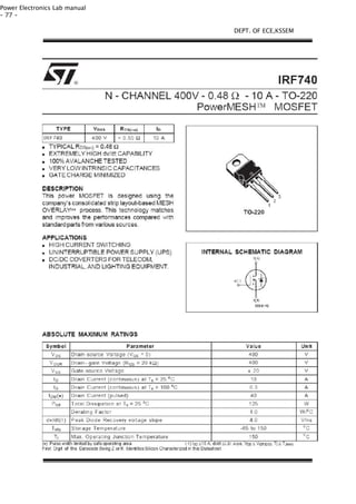 Power Electronics Lab manual
- 77 -
DEPT. OF ECE,KSSEM
 