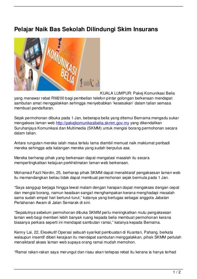 Pelajar Naik Bas Sekolah Dilindungi Skim Insurans