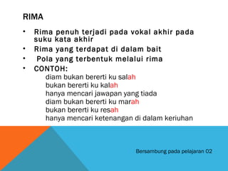 Contoh Rima Puisi Melayu Moden - Sajak (Pelajaran 1) | PPT
