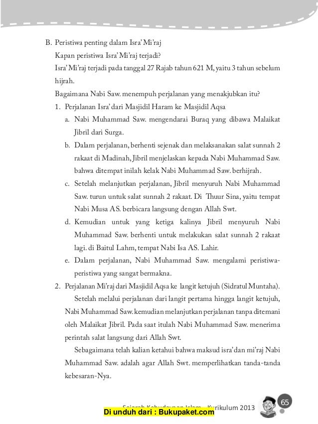 Pelajaran 5 Isra Mi Raj Nabi Muhammad Saw