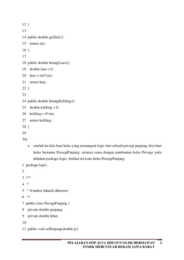 Pelajaran Oop Java 2 Pengertian Method Dan Cara Pembuatan Method By H