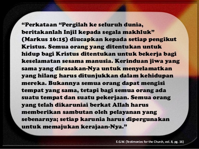 Pelajaran sekolah sabat ke 4 bersaksi dan melayani