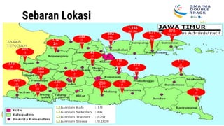 Sebaran Lokasi
112
(2
SMA)
503
(3S-
3M)
1.155
(9S-3M)
671
(5S-
1M)
578
(5S-2M)
470
(4
SMA)
259
(3-1s)
47
(1
SMA)
320
(2
SMA)
465
(3
SMA)
1.12
2(9
SMA)
373
(4
SMA) 920
(7
SMA)
511
(S
SMA)
230
(1
SMA)
332
(3
SMA)
860
(10SM
A)
118
(2
SMA)
136
(1
SMA)
76
(1
SMA)
 