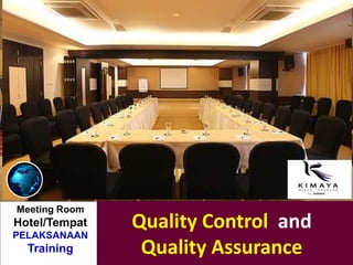 Quality Control and
Quality Assurance
Meeting Room
Hotel/Tempat
PELAKSANAAN
Training
 