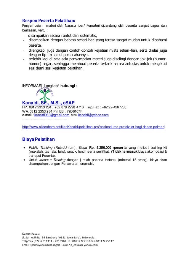 Pelatihan "Professional MC & PROTOKOLER" bagi Dosen POLMED