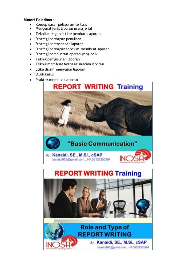 Pelatihan REPORT WRITING_"Strategi Penulisan Laporan yang 