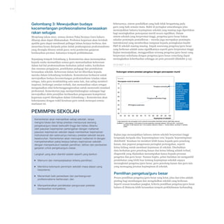 5-13

Gelombang 3: Mewujudkan budaya
kecemerlangan profesionalisme berasaskan
rakan setugas
Menjelang tahun 2021, semua elemen Pakej Kerjaya Guru baharu
diharap akan dapat dilaksanakan. Profesion keguruan akan berubah
apabila guru dapat menikmati pelbagai laluan kerjaya berbeza; dan
menerima kesan daripada pelan induk pembangunan profesionalisme
yang dirangka khusus untuk guru; serta pemberian ganjaran
berdasarkan prestasi, bukannya tempoh perkhidmatan.
Sepanjang tempoh Gelombang 3, Kementerian akan menumpukan
kepada usaha memastikan semua guru memanfaatkan keluwesan
dalam hal-hal profesionalisme berkaitan jadual waktu, kurikulum
dan susunan pengajaran, pendekatan pedagogi dan pentaksiran
berasaskan sekolah. Keluwesan dalam hal ini diberikan kepada
mereka dalam Gelombang terdahulu. Kementerian berhasrat untuk
mewujudkan budaya kecemerlangan profesionalisme teladan rakan
setugas, iaitu guru membimbing satu sama lain, dan saling memberi
inspirasi, berkongsi amalan terbaik, dan memastikan rakan setugas
mengamalkan nilai kebertanggungjawaban untuk memenuhi standard
profesional. Kementerian juga mempertimbangkan cadangan bagi
mewujudkan skim pensijilan berdasarkan penguasaan kompetensi
keguruan seperti ditetapkan dalam Gelombang 1. Kementerian akan
bekerjasama dengan wakil kesatuan guru untuk mencapai semua
matlamat ini.

PEMIMPIN SEKOLAH

Sebenarnya, sistem pendidikan yang baik tidak bergantung pada
guru yang baik semata-mata. Bukti di peringkat antarabangsa jelas
menunjukkan bahawa kepimpinan sekolah yang mantap juga diperlukan
bagi meningkatkan pencapaian murid secara signifikan. Dalam
sistem sekolah yang berprestasi tinggi, pengetua/guru besar bukan
sekadar pemimpin pentadbiran – mereka juga merupakan pemimpin
instruksional yang memberikan tumpuan kepada peningkatan kualiti
P&P di sekolah masing-masing. Impak seseorang pengetua/guru besar
yang berkesan adalah sama signifikannya seperti guru berprestasi tinggi.
Kajian menunjukkan, menggantikan seorang pengetua/guru besar yang
berprestasi sederhana dengan pengetua/guru besar cemerlang dapat
meningkatkan keberhasilan sehingga 20 poin persentil (Ekshibit 5-13).
Ekshibit 5-13
Hubungan antara prestasi pengetua dengan pencapaian murid
Persentil1
Pencapaian murid di sekolah

75
70
65
60

Pengetua berprestasi tinggi

55
50

Pengetua sederhana

45
40
40

Kementerian akan memastikan setiap sekolah, tanpa
mengira lokasi dan tahap prestasi mempunyai seorang
pengetua/guru besar berkualiti tinggi dan beliau dibantu
oleh pasukan kepimpinan pertengahan dengan matlamat
pasukan kepimpinan sekolah dapat memberikan kepimpinan
instruksional dan seterusnya memacu prestasi sekolah secara
keseluruhan. Kementerian akan mencapai matlamat ini dengan
memperkenalkan pakej kerjaya baharu kepimpinan sekolah
dengan memperkukuh kaedah pemilihan, latihan dan pemberian
ganjaran untuk pengetua/guru besar.
Langkah yang akan diambil adalah seperti yang berikut:
▪▪ Memurni dan memperjelaskan kriteria pemilihan;
▪▪ Membina kelompok pemimpin sekolah masa depan yang
berpotensi;
▪▪ Menambah baik persediaan dan pembangunan
profesionalisme berterusan; dan
▪▪ Memperkenalkan pendekatan pengurusan prestasi
berdasarkan kompetensi.

Menggantikan
pengetua
sederhana
dengan pengetua
cemerlang yang
fokus kepada
pengajaran
berbanding
pentadbiran
dapat
meningkatkan
pencapaian murid
sebanyak 20 poin
persentil

Pengetua cemerlang

45

50

55

60

65

70

75

80

85

90

95

100

Kepimpinan di sekolah
1 bagi kepimpinan dan pencapaian murid, persentil menunjukkan kedudukan secara relatif dalam taburan
SUMBER: A ‘meta-analysis’ of 69 studies of school leadership conducted between 1978 and 2001, involving an
estimated 14,000 teachers and 1.4mn students, Marzano, Robert J., Timothy Waters, and Brian A. McNulty,
(2005)

Kajian juga menunjukkan bahawa sistem sekolah berprestasi tinggi
berganjak daripada idea ‘kepemimpinan wira’ kepada ‘kepemimpinan
distributif.’ Keadaan ini memberi lebih kuasa kepada guru penolong
kanan, dan pegawai pengurusan peringkat pertengahan, seperti
ketua bidang untuk membuat keputusan di sekolah. Disebabkan
data berkaitan guru penolong kanan dan ketua bidang adalah terhad,
diagnostik yang dijalankan menumpukan hanya kepada peranan
pengetua dan guru besar. Namun begitu, pelan tindakan ini mengambil
pendekatan yang lebih luas tentang kepimpinan sekolah supaya
merangkumi pengetua/guru besar, guru penolong kanan dan guru lain
yang memegang jawatan kepimpinan di sekolah.

Pemilihan pengetua/guru besar
Proses pemilihan pengetua/guru besar yang ketat, jelas dan telus adalah
penting bagi membangun dan mengekalkan sekolah yang berkesan.
Seperti urusan kenaikan pangkat, kriteria pemilihan pengetua/guru besar
baharu di Malaysia lebih berasaskan tempoh perkhidmatan berbanding

 