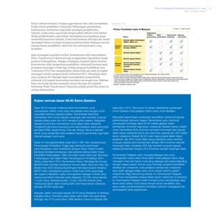 Pelan Pembangunan Pendidikan Malaysia 2013 - 2025
Bab 7 Struktur Sistem

Selain cabaran tersebut, terdapat juga cabaran lain, iaitu memastikan
kualiti dalam pendidikan vokasional. Kekurangan pembimbing
berkelayakan, kurikulum yang tidak mendapat pengiktirafan
industri, usaha sama yang lemah dengan pihak industri serta latihan
dalam perkhidmatan yang terhad, merupakan punca graduan gagal
memenuhi keperluan industri. Temu bual bersama ibu bapa dan murid
mendapati bahawa terdapat kurang kesedaran dalam kalangan mereka
tentang laluan pendidikan vokasional dan peluang kerjaya yang
berkaitan.
Bagi menangani masalah tersebut, Kementerian telah menyediakan
Pelan Transformasi Vokasional bagi mengukuhkan lagi latihan untuk
graduan berkemahiran. Sebagai sebahagian daripada pelan tersebut,
Kementerian telah memperluas pendidikan vokasional bermula pada
peringkat menengah rendah lagi melalui program Pendidikan Asas
Vokasional (PAV) dan mengukuhkan laluan sedia ada pada peringkat
menengah melalui program Kolej Vokasional (KV). Menjelang tahun
2015, program KV dijangka dapat meningkatkan pengambilan
sebanyak 10% jumlah keseluruhan enrolmen menengah atas. Maklum
balas awal yang diterima daripada murid, ibu bapa dan industri
berkenaan Pelan Transformasi Vokasional adalah positif dan pelan ini
sedang dilaksanakan.

Ekshibit 7-6
Pilihan Pendidikan Islam di Malaysia
Pilihan

Betul

Dalam transisi

Registration
Federal
State
Government National
government government financing
curriculum2

Sekolah Agama Kebangsaan
(SMKA, SRKA, dll.)
Sekolah
awam1

Sekolah Agama Bantuan
Kerajaan (SABK)3
Sekolah Agama Negeri4
Sekolah Agama Rakyat

Sekolah
swasta

Sekolah Agama Rakyat
Persendirian (Sekolah
pondok)
Sekolah Agama Swasta
(SAS)

1 1 Tidak termasuk pilihan untuk pengajaran Islam di sekolah kebangsaan (SK, SRK and SMK)
2 Merujuk kepada kurikulum agama kebangsaan
3 Sekolah bantuan kerajaan merupakan bekas sekolah agama negeri dan sekolah agama rakyat yang bersetuju untuk
menerima bantuan kerajaan dan dengan syarat menggunakan kurikulum kebangsaan. Perbezaan utama berbanding sekolah
agama kebangsaan ialah mata pelajaran agama yang terkandung dalam kurikulum diajar dalam bahasa Arab
4 Termasuk sekolah rendah dan menengah
SUMBER: Bahagian Pendidikan Islam

Kajian semula dasar 60:40 Sains-Sastera
Dasar 60:40 merujuk matlamat pihak Kementerian untuk
menyasarkan nisbah murid yang mempelajari sains dengan murid
yang lebih berfokus kepada sastera. Kementerian berhasrat
memastikan 60% murid sekolah menengah atas memberi tumpuan
kepada bidang sains dan 40% mengikuti aliran sastera. Kelayakan
sebagai murid sains memerlukan murid dalam aliran akademik
mengambil sekurang-kurangnya dua mata pelajaran sains tulen pada
peringkat SPM, seperti Kimia, Fizik dan Biologi. Murid di sekolah
teknik yang mengambil mata pelajaran seperti kejuruteraan juga layak
dikenali sebagai murid sains.
Dasar ini mula diperkenalkan pada tahun 1967 oleh Jawatankuasa
Perancangan Pendidikan Tinggi bagi memenuhi permintaan
yang disasarkan untuk melahirkan graduan Sains. Dasar ini telah
berulang kali diberi penekanan, iaitu pertama kalinya dalam Dasar
Pendidikan Kebangsaan 1999, kemudian Dasar Sains dan Teknologi
II Kebangsaan dan dalam Pelan Pembangunan Pendidikan 2001.
Terkini, pada tahun 2012, Kementerian Sains, Teknologi dan Inovasi
(MOSTI) telah memberi penekanan semula dalam dokumen Hala Tuju
Modal Insan 2020 tentang kepentingan mencapai sasaran tersebut.
MOSTI telah menetapkan sasaran modal insan 2020 yang tinggi
dan segera melibatkan usaha meningkatkan bilangan individu yang
mempunyai latihan berkaitan sains daripada 120,000 orang kepada
1.2 juta orang. Daripada jumlah 1.2 juta, 500,000 individu perlu
mempunyai ijazah dalam bidang Sains dan Kejuruteraan (daripada
bilangan 85,000 sedia ada).
Kejayaan dalam mencapai sasaran 60:40 yang ditetapkan ini berbeza
mengikut tahun. Enrolmen dalam aliran sains telah mencapai tahap
tertinggi, iaitu 37% pada tahun 1998 sebelum menurun kepada 29%

pada tahun 2012. Penurunan ini berlaku disebabkan pandangan
umum bahawa mata pelajaran Sains sukar untuk dipelajari.
Menyedari kepentingan sumbangan pendidikan vokasional kepada
perkembangan ekonomi negara, Kementerian perlu membuat
penyesuaian terhadap dasar 60:40 melalui galakan dalam
peningkatan enrolmen bagi laluan vokasional. Sasaran baharu adalah
untuk memastikan 60% enrolmen peringkat menengah atas berada
dalam laluan akademik (sama ada sains atau sastera) dan 40% dalam
laluan vokasional. Nisbah 60:40 masih diguna pakai dalam laluan
akademik, iaitu 60% murid dalam laluan akademik perlu memberi
tumpuan kepada sains (bersamaan dengan 36% enrolmen sekolah
menengah atas), manakala 40% lagi memberi tumpuan kepada
sastera (bersamaan dengan 24% enrolmen sekolah menengah atas).
Kementerian Pelajaran perlu mengkaji pelbagai cara untuk
meningkatkan akses serta minat dalam mata pelajaran Sains. Bagi
menepati minat dan bakat murid yang pelbagai serta kekal setanding
dengan negara seperti Jerman yang menerajui program pendidikan
tekniikal dan vokasional ,mata pelajaran teknikal dan vokasional
akan dpilih sebagai subjek sains untuk opsyen tertentu seperti
mekatronik. Bagi menyokong anjakan ini, Kementerian Pelajaran
telah mula menyediakan tempat dalam laluan vokasional. Di samping
itu, Kementerian Pelajaran masih komited untuk meningkatkan asas
literasi sains setiap murid tanpa mengira laluan pendidikan atau
aliran melalui penambahbaikan terhadap kurikulum, pengajaran dan
pembelajaran serta peperiksaan.

7-8

 