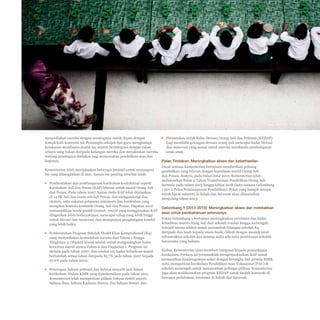 Pelan Pembangunan Pendidikan Malaysia 2013 - 2025
Bab 4 Pembelajaran Murid

4-16

Imej oleh Yiie, Flickr CC 2.0

menyediakan mereka dengan secukupnya untuk depan dengan
▪▪ Peruntukan untuk Kelas Dewasa Orang Asli dan Pribumi (KEDAP)
kompleksiti komuniti ini. Pemimpin sekolah dan guru menghadapi
bagi mendidik golongan dewasa orang Asli mencapai kadar literasi
kesukaran membantu murid ini, seperti berintegrasi dengan rakan
dan numerasi yang sesuai untuk mereka membantu pembelajaran
sebaya yang bukan daripada kalangan mereka dan meyakinkan mereka
anak-anak.
tentang pentingnya tindakan bagi meneruskan pendidikan asas dan
lanjutan.
Pelan Tindakan: Meningkatkan akses dan keberhasilan
Kementerian telah menjalankan beberapa inisiatif untuk menangani
isu yang dibangkitkan di atas. Antara isu penting tersebut ialah:
▪▪ Pembentukan dan pembangunan kurikulum kontekstual seperti
Kurikulum Asli dan Penan (KAP) khusus untuk murid Orang Asli
dan Penan. Pada tahun 2007, kajian rintis KAP telah dijalankan
di 14 SK Asli dan enam sekolah Penan, dan mengandungi dua
elemen, iaitu sukatan pelajaran minimum dan kurikulum yang
mengikut konteks komuniti Orang Asli dan Penan. Dapatan awal
menunjukkan tanda positif (contoh: murid yang menggunakan KAP
dilaporkan lebih berkeyakinan, mencapai tahap yang lebih tinggi
untuk literasi dan numerasi, dan mempunyai penghargaan kendiri
yang lebih baik);
▪▪ Pembentukan Program Sekolah Model Khas Komprehensif (K9)
yang menyediakan kemudahan asrama dari Tahun 1 hingga
Tingkatan 3. Objektif utama adalah untuk mengurangkan kadar
keciciran murid antara Tahun 6 dan Tingkatan 1. Program ini
dirintis pada tahun 2007, dan setakat ini, kadar kehadiran murid
bertambah setiap tahun daripada 85.7% pada tahun 2007 kepada
97.6% pada tahun 2010;
▪▪ Penerapan bahasa pribumi dan bahasa minoriti lain dalam
kurikulum. Dalam KSSR yang diperkenalkan pada tahun 2011,
Kementerian telah memperluas pilihan bahasa elektif seperti
bahasa Iban, bahasa Kadazan Dusun, dan bahasa Semai; dan

Dasar semasa Kementerian bertujuan memberikan peluang
pendidikan yang relevan dengan keperluan murid Orang Asli
dan Penan. Justeru, pada bulan Julai 2012, Kementerian telah
melancarkan Pelan 5 Tahun Transformasi Pendidikan Orang Asli
bermula pada tahun 2013 hingga tahun 2018 (iaitu semasa Gelombang
1 dan 2 Pelan Pembangunan Pendidikan). Pelan yang hampir serupa
untuk kaum minoriti di Sabah dan Sarawak akan dilancarkan
menjelang tahun 2013.

Gelombang 1 (2013-2015): Meningkatkan akses dan meletakkan
asas untuk pembaharuan seterusnya
Fokus Gelombang 1 bertujuan meningkatkan enrolmen dan kadar
kehadiran murid Orang Asli dari sekolah rendah hingga menengah.
Inisiatif utama adalah untuk menambah bilangan sekolah K9
daripada dua buah kepada enam buah; diikuti dengan menaik taraf
infrastruktur sekolah dan asrama sedia ada serta pembinaan sekolah
berasrama yang baharu.
Kedua, Kementerian akan memberi tumpuan kepada pemantapan
kurikulum. Perkara ini termasuklah mengemaskinikan KAP untuk
memastikan kandungannya selari dengan kerangka dan prinsip KSSR,
serta memperluas kurikulum Pendidikan Asas Vokasional (PAV) di
sekolah menengah untuk menawarkan pelbagai pilihan. Kementerian
juga akan melaksanakan program KEDAP untuk faedah komuniti di
kawasan pedalaman, terutama di Sabah dan Sarawak.

 