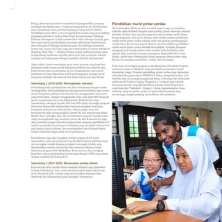 4-17

Ketiga, Kementerian akan menambah baik pengambilan, program
sokongan dan latihan guru. Untuk mencapai hasrat ini, Kementerian
akan menambah calon guru dari kalangan Orang Asli di Institut
Pendidikan Guru (IPG), serta memperkukuh sumber bagi penyelidikan
pengajian pribumi di kelima-lima Pusat Kecemerlangan Pedagogi
Pribumi Kebangsaan. Untuk memberikan lebih sokongan kepada guru
dari aspek aktiviti pembelajaran di dalam bilik darjah, Kementerian
akan menambah bilangan pembantu guru dari kalangan komuniti
Orang Asli. Sarana ibu bapa yang akan dilancarkan di semua sekolah di
Malaysia (lihat Bab 7 – Struktur Sistem untuk maklumat lanjut) akan
mengandungi maklumat spesifik untuk guru dan pemimpin sekolah
tentang cara bekerjasama dengan komuniti pribumi dan minoriti.
Akhir sekali, untuk menetapkan garis dasar prestasi yang tepat dan
matlamat untuk semua murid kumpulan pribumi dan minoriti lain,
Kementerian akan memurnikan proses pengumpulan data murid.
Maklumat ini akan digunakan untuk pembangunan strategi murid
kumpulan pribumi dan minoriti lain selain Orang Asli atau Penan.

Gelombang 2 (2016-2020): Meningkatkan standard
Gelombang kedua pembaharuan ini akan bertumpuan kepada usaha
meningkatkan hasil pembelajaran dan standard kurikulum bagi semua
murid kumpulan pribumi dan minoriti lain menggunakan intervensi
yang direka khas. Dengan menggunakan data yang diperoleh daripada
proses pengurusan data yang dikemaskini, Kementerian akan
memberikan sokongan kepada JPN dan PPD untuk merangka program
intervensi khusus dan memberikan bantuan mengikut keperluan
kumpulan pribumi dan minoriti lain. Dalam jangka masa ini,
Kementerian akan mengurangkan jumlah SK Asli yang berada dalam
Band 6 dan 7 sehingga sifar, dan memberikan tumpuan kepada usaha
untuk meningkatkan lagi standard semua SK Asli. Kementerian juga
akan membuat kajian rintis dan melancarkan program pendidikan ICT
untuk mewujudkan kandungan kurikulum yang interaktif, relevan dari
segi budaya murid pribumi, dan meningkatkan akses kepada bahan
belajar berkualiti tinggi untuk murid pedalaman.
Kementerian juga akan mengkaji semula program KAP untuk
memastikan sama ada program ini perlu diperluaskan pelaksanannya
dari peringkat rendah kepada peringkat menengah rendah, atau
dimansuhkan setelah asas literasi dan numerasi dikuasai murid.
Sekiranya program KAP dikekalkan, Kementerian akan mengkaji
keperluan untuk pembentukan kertas peperiksaan UPSR yang selaras
dengan standard kurikulum KAP.

Gelombang 3 (2021-2025): Meneruskan amalan terbaik
Kementerian akan menilai kesan daripada inisiatif yang dijalankan
semasa Gelombang 1 dan 2 serta mengenal pasti aspek-aspek yang
perlu ditambah baik. Amalan yang menunjukkan kejayaan akan
diperbaik dan dilaksanakan pada peringkat kebangsaan.

Pendidikan murid pintar cerdas
Memandangkan Malaysia akan menjadi negara maju, pemupukan
individu yang berbakat menjadi amat penting untuk mencapai objektif
tersebut. Rantau Asia yang bersaing dari segi ekonomi seperti Hong
Kong, Singapura, dan Korea Selatan telah melaksanakan pendidikan
untuk murid pintar cerdas sebagai salah satu pemacu pembangunan
modal insan dan inovasi negara. Rantau ini menyediakan pendidikan
untuk murid pintar cerdas melalui dua langkah. Pertama, kerajaan
mengenal pasti murid pintar cerdas melalui ujian kebolehan atau
aptitud (IQ), serta skor prestasi pencapaian Matematik dan verbal.
Kedua, murid akan ditempatkan dalam program pintar cerdas yang
khusus di peringkat prasekolah, rendah, dan menengah.
Pada masa ini terdapat program yang dijalankan oleh pihak kerajaan
mahupun swasta di Malaysia yang memenuhi permintaan murid
berprestasi tinggi. Program pendidikan pintar cerdas yang dijalankan
oleh pihak Kerajaan seperti PERMATA Pintar mengadakan Kem Cuti
Sekolah, dan siri program pengayaan Sains, Teknologi dan Matematik
untuk murid Tahun 3 hingga Tingkatan 3. Terdapat juga sekolah
berasrama penuh yang diperuntukkan kepada murid berprestasi
cemerlang dari Tingkatan 1 hingga 5. Walau bagaimanapun, dasar
terhadap program pintar cerdas ini agak terhad terutama bagi
perancangan jangka panjang, pentadbiran, dan penilaian.

 