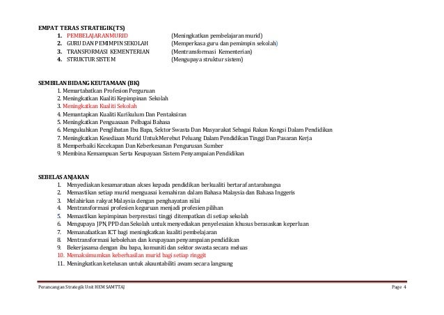 CONTOH PELAN STRATEGIK UNIT HEM