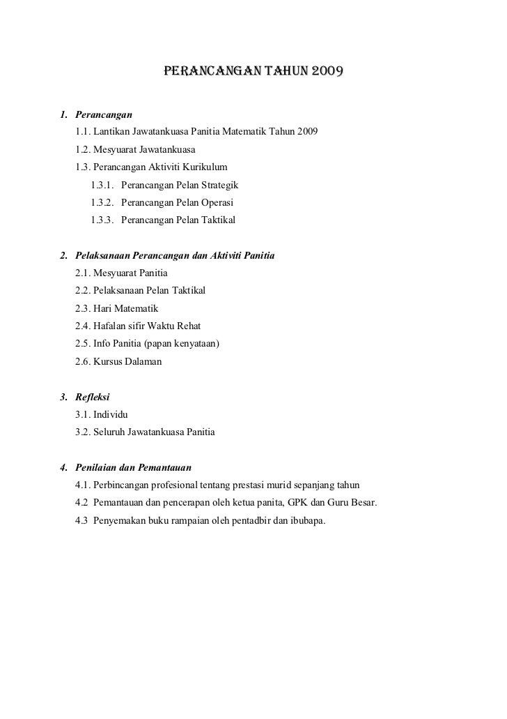 Contoh Pelan Taktikal Matematik Tahun 6