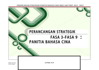 PERANCANGAN STRATEGIK PANITIA BAHASA CINA SJK(C) AIK THEE 2011 - 2015

PERANCANGAN STRATEGIK

FASA 3-FASA 9
PANITIA BAHASA CINA

SJK(C) Aik Thee
Kuala Selangor.

SAINS

:

 