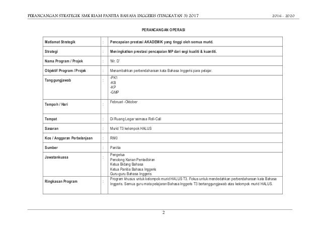 Pelan strategik panitia bi pt 3 2017