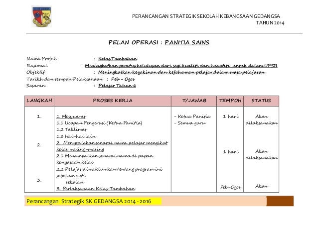 Pelan strategik sains 2014