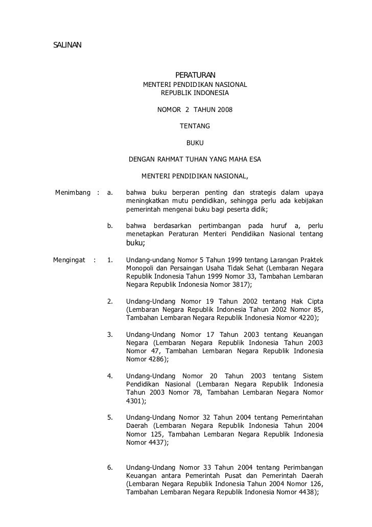 Pelarangan Penjualan Buku Permen No 2 Tahun 2008 Pasal 11