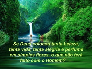 Se Deus colocou tanta beleza,
tanta vida, tanta alegria e perfume
 em simples flores, o que não terá
     feito com o Homem?
 