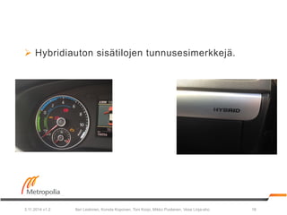 Ø Hybridiauton sisätilojen tunnusesimerkkejä. 
Ilari Leskinen, Konsta Koponen, Toni Korpi, Mikko Puolanen, 3.11.2014 v1.2...
