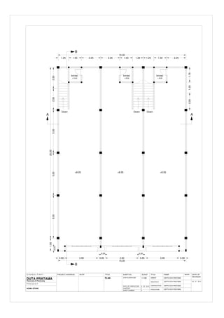 +8.05 +8.05 +8.05
km/wc
+ 8.00
km/wc
+ 8.00
km/wc
+ 8.00
0.80 3.90 0.85 3.90 0.85 3.90 0.80
15.00
1.50
0.55 0.55
0.55
5.00
5.00
5.00
1.25 1.50
15.00
2.50
2.50
20.00
1.75
A A
B
Down Down
Down
2.25 1.25 1.50 2.25
1.25
1.50
2.25
1.25
2.00
B
PLAN 3 RD FLOOR PLAN
C O N S U L T A N T
ARCHITECT
CONTRUCTION
STRUCTURE
OWNER
SEPTIA EDI PRATAMA
1:100
PROJECT ADDRESS
DUTA PRATAMA
P R O J E C T
Perencana & Perancang
NOTE TITLE SUBTITLE SCALE TITLE NAME APPR
HOME STORE
DATE OF COMPLETION
CHAPTER
SHEET NUMBER
1
3
-
DATE OF
REVISION
SEPTIA EDI PRATAMA
09 - 01 - 2013
9 - 02 - 2012
SEPTIA EDI PRATAMA
SEPTIA EDI PRATAMA
 